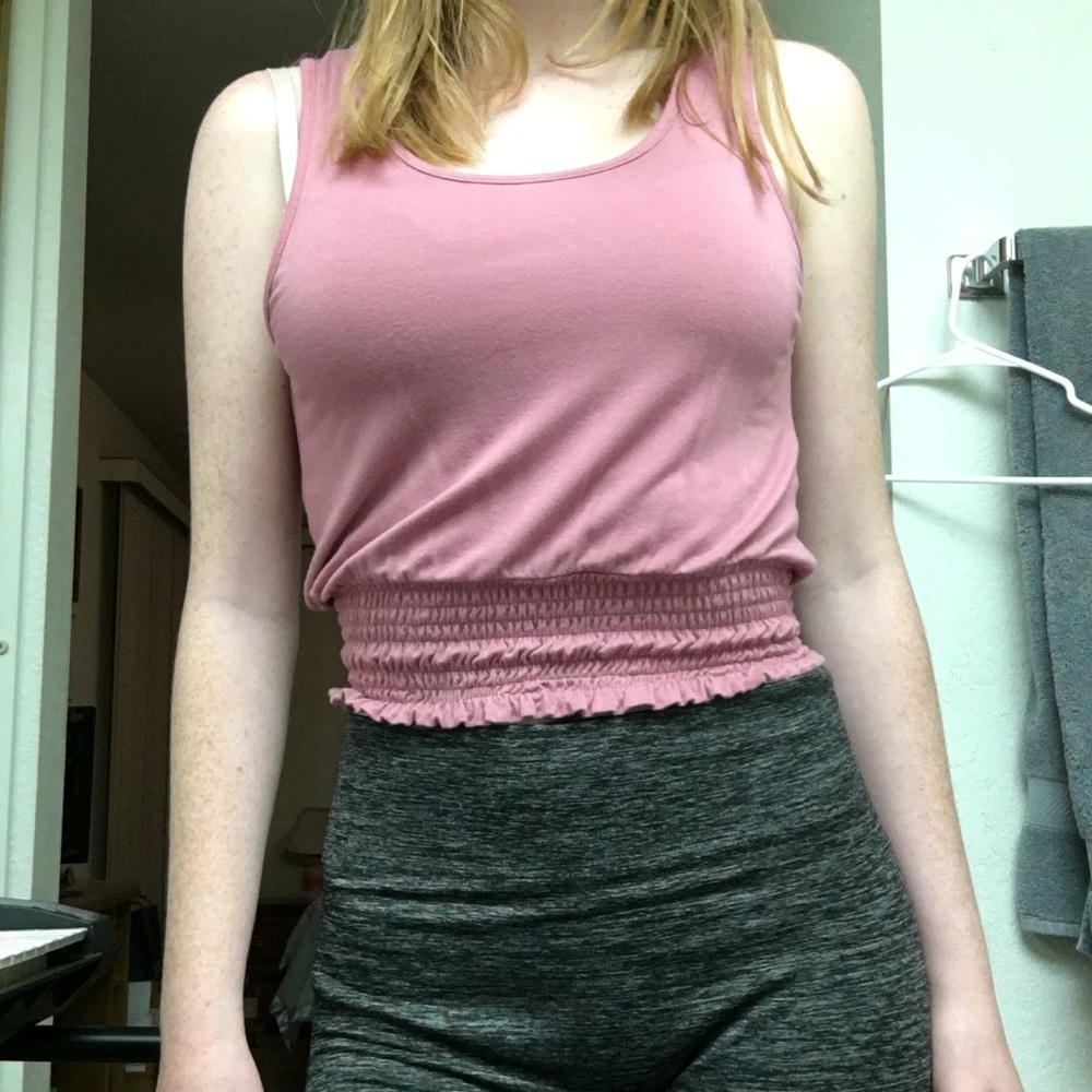 Salmon ribbed crop top